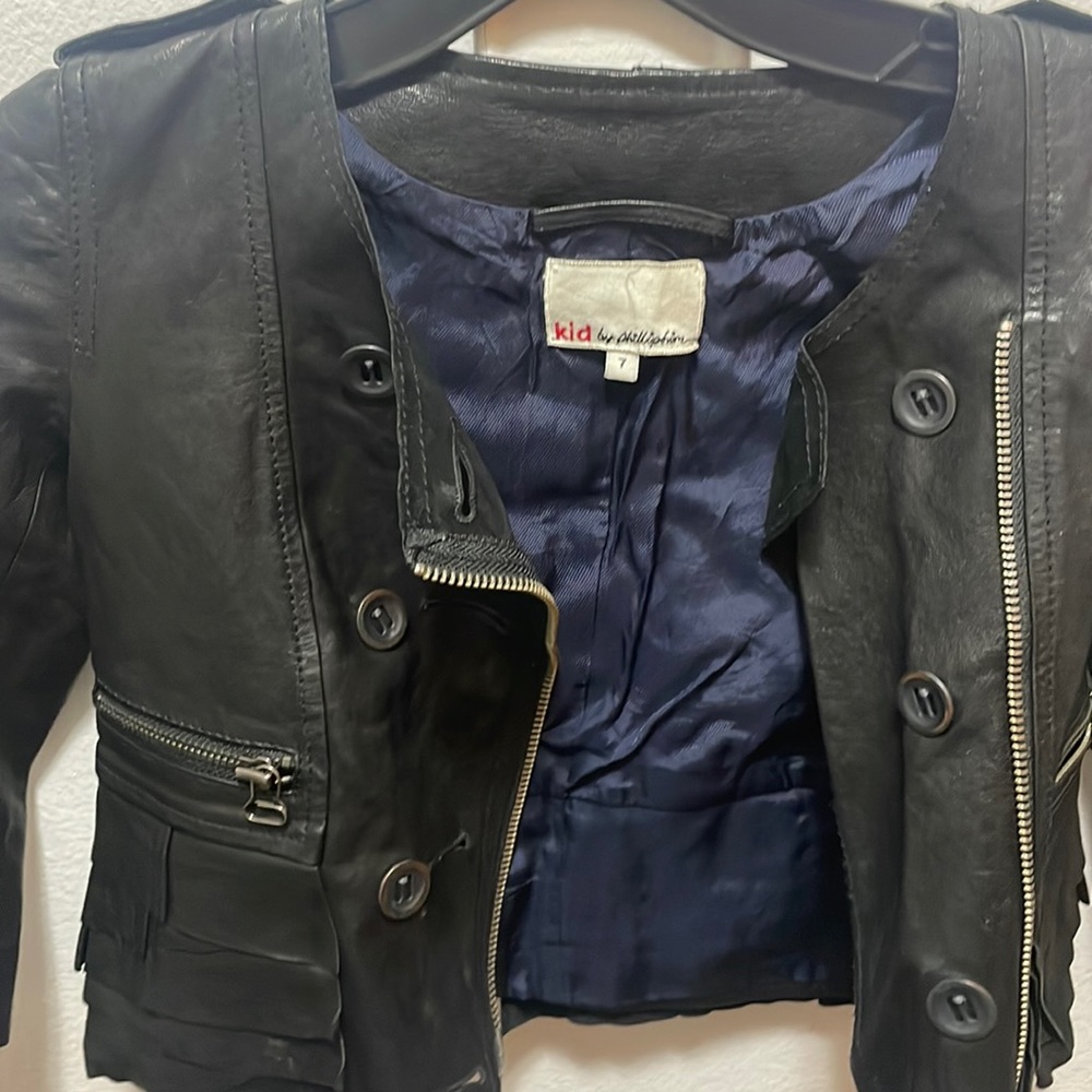 3.1 Phillips Lim, Leather jacket with frill detail